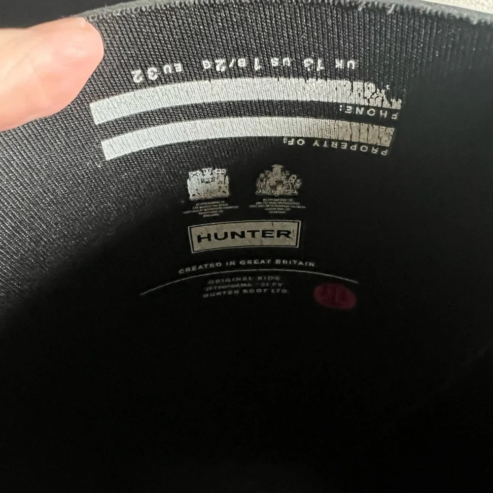 Hunter Kids Black Rain Boots with Red Logo